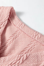 Cable Knit V Neck Cardigan and Shorts Set