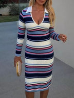 Striped Knitted Bodycon Sweater Dress