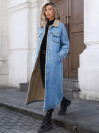 Sherpa Lined Longline Denim Jacket