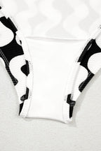 Tied Front Contrast Striped One-Piece Swimsuit