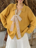 Lace Tie Button Up Cardigan