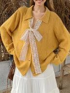 Lace Tie Button Up Cardigan