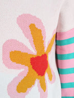 Floral Striped Crew Neck Sweater