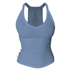V Neck Cotton Tank Tops with Built-in Shelf Bra
