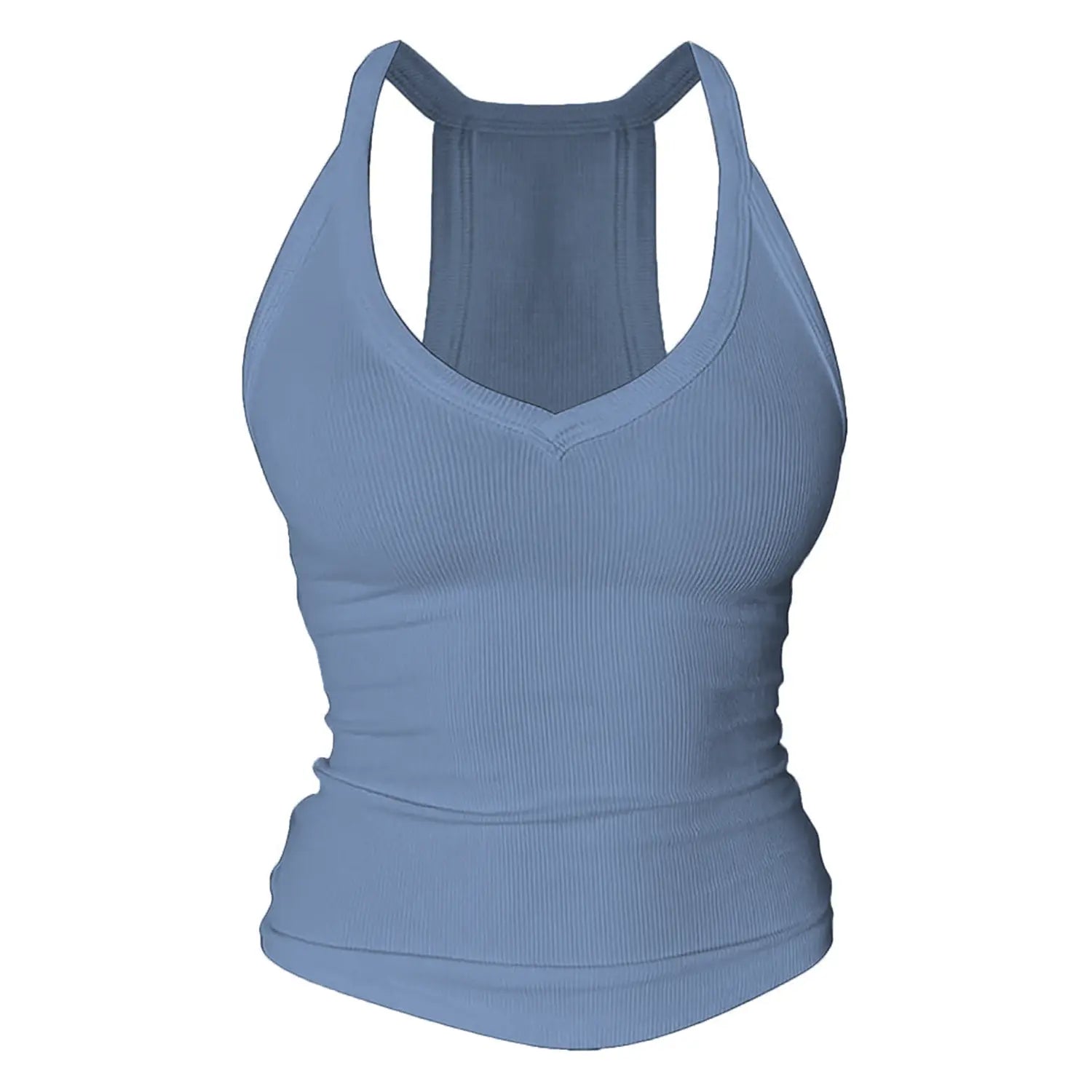 V Neck Cotton Tank Tops with Built-in Shelf Bra
