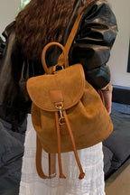 Suede Drawstring Backpack Bag