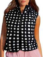 Plaid Zip Up Vest Coat