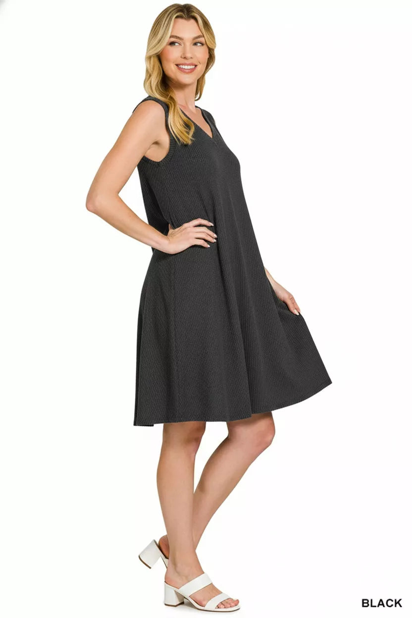 Zenana Raised Rib Sleeveless Mini Dress
