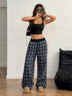 Plaid Wide Leg Pants