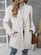 Lapel Collar Single-Button Wool Blend Overcoat