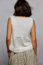 POL Textured Lace Cropped Tank with Trim Detail