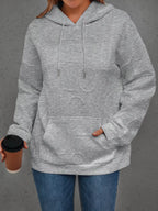 Full Size Textured Embossed Long Sleeve Hoodie Plus Size
