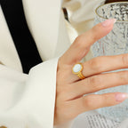 Titanium Steel White Sea Shell Ring