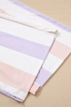 Stripe Multicolored Print Drawstring Loose Pants with Side Pockets