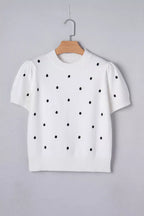 Elegant Polka Dot Bubble Short Sleeve Sweater