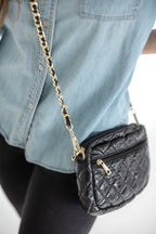 SueEllen Quilted Small Crossbody Bag with Gold Cha