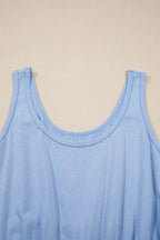 Mineral Wash Elastic Waist Tank Dress with Side Pockets