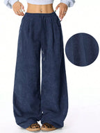 Casual Corduroy Wide Leg Pants