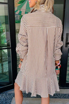 Striped Ruffle Hem Shirt Dress