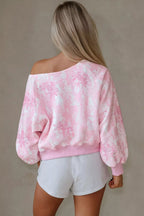 Floral Print One-Shoulder Oversized Sweatshirt