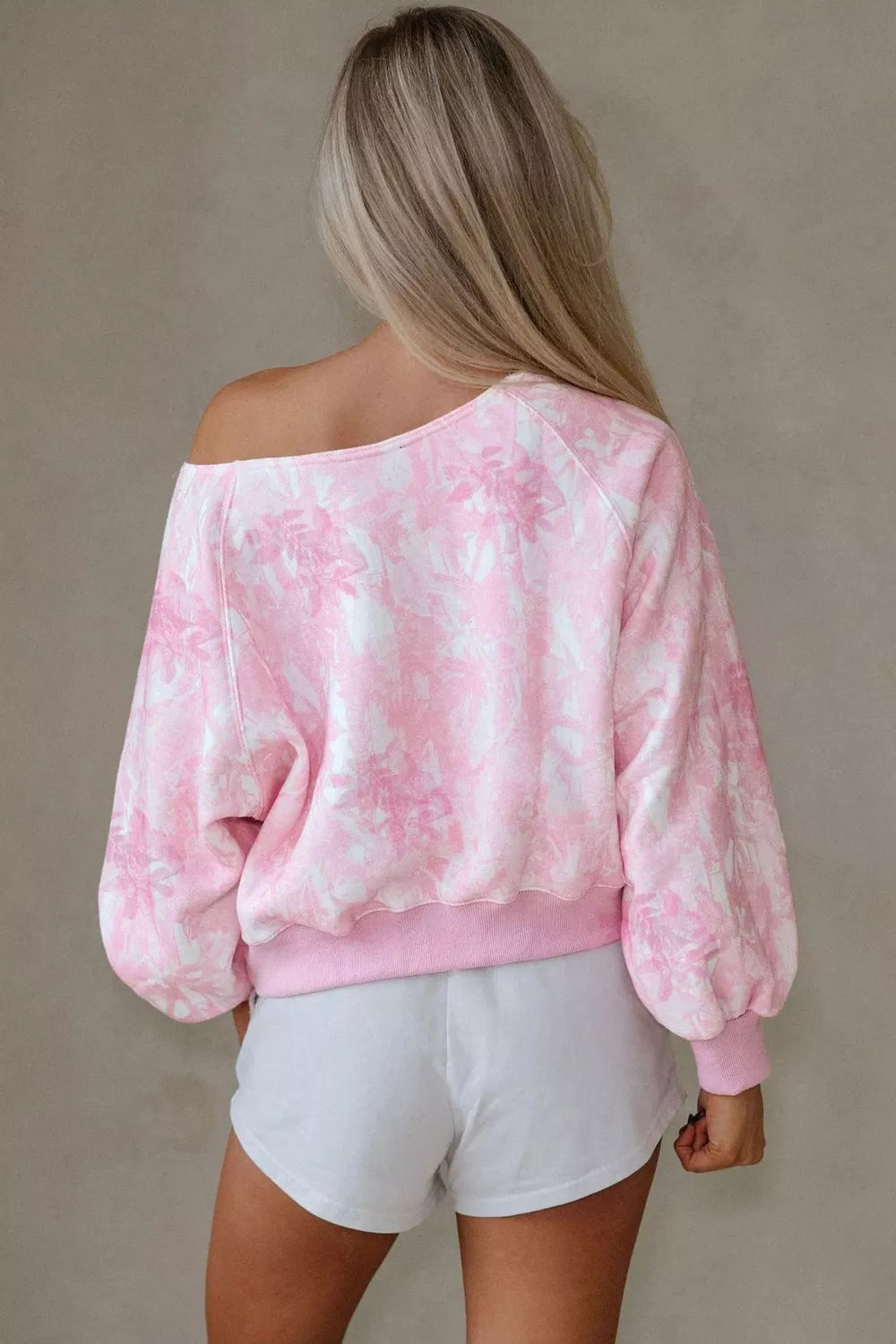 Floral Print One-Shoulder Oversized Sweatshirt