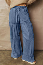 Tiered Wide Leg Washed Pants