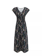 Plus Size Floral V-Neck Cap Sleeve Maxi Dress