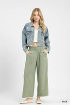 Umgee Frayed Hem Wide Leg Pants
