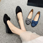 Bow Point Toe Low Heel Slip-Ons