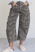 Zebra Stripe Printed Wide Leg Jeans