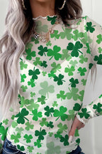 Lettuce Trim High Neck Mesh Long Sleeve Top