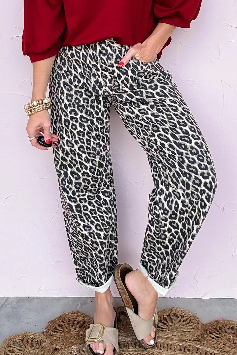 Leopard Print Relaxed Fit Jeans