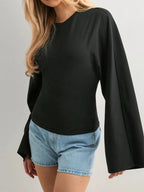 Full Size Long Sleeve Fitted T-Shirt Plus Size