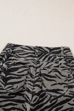 Zebra Stripe Printed Wide Leg Jeans