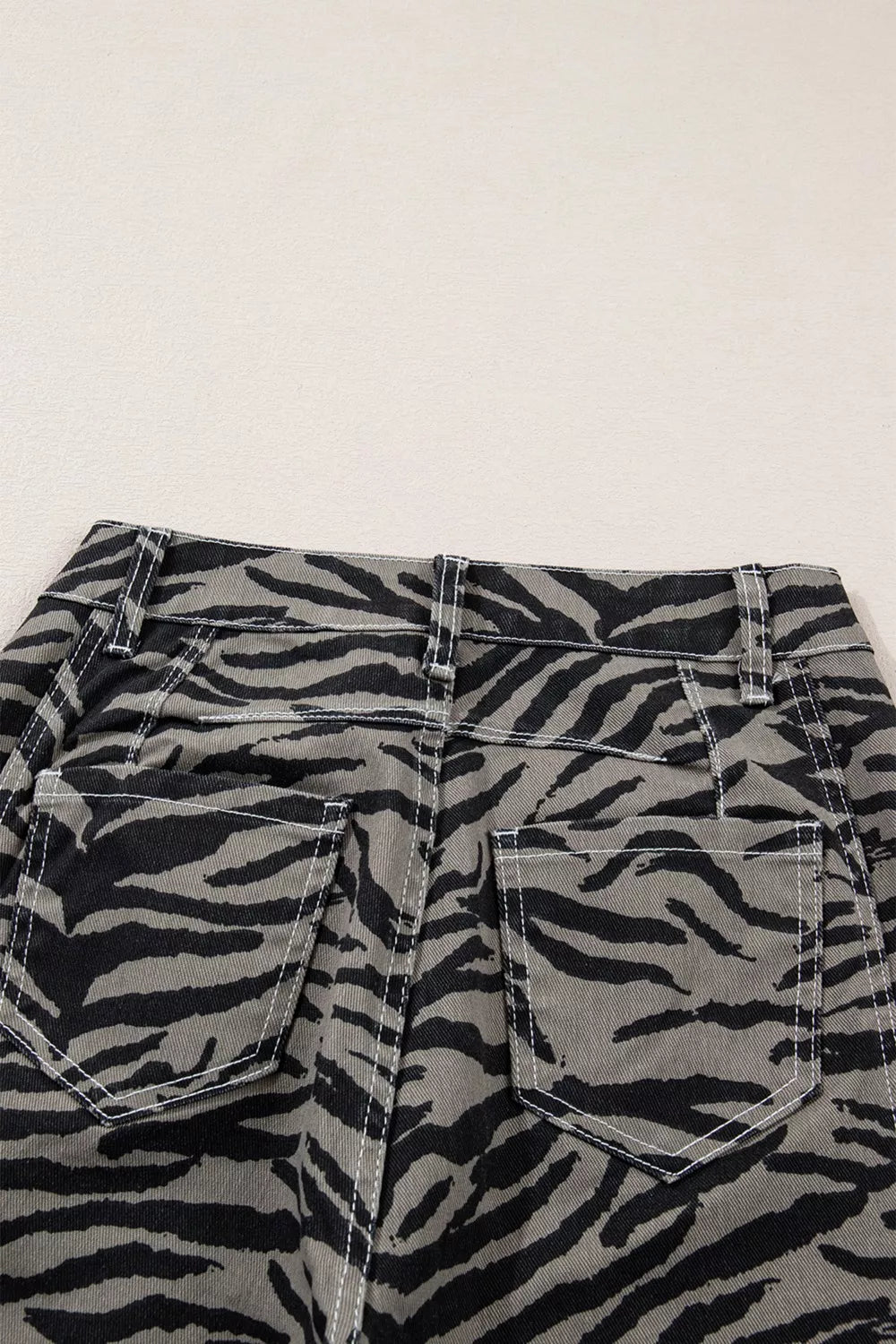 Zebra Stripe Printed Wide Leg Jeans