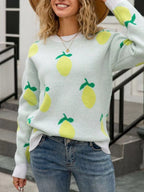 Lemon Crew Neck Round Neck Sweater