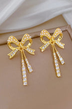 Gold Plated Alloy Pearl Rhinestone Embellished Earrings
