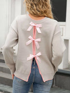 Bow-Back Round Neck Sweater