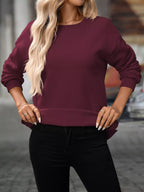 Casual Solid Color Long Sleeve Sweatshirt