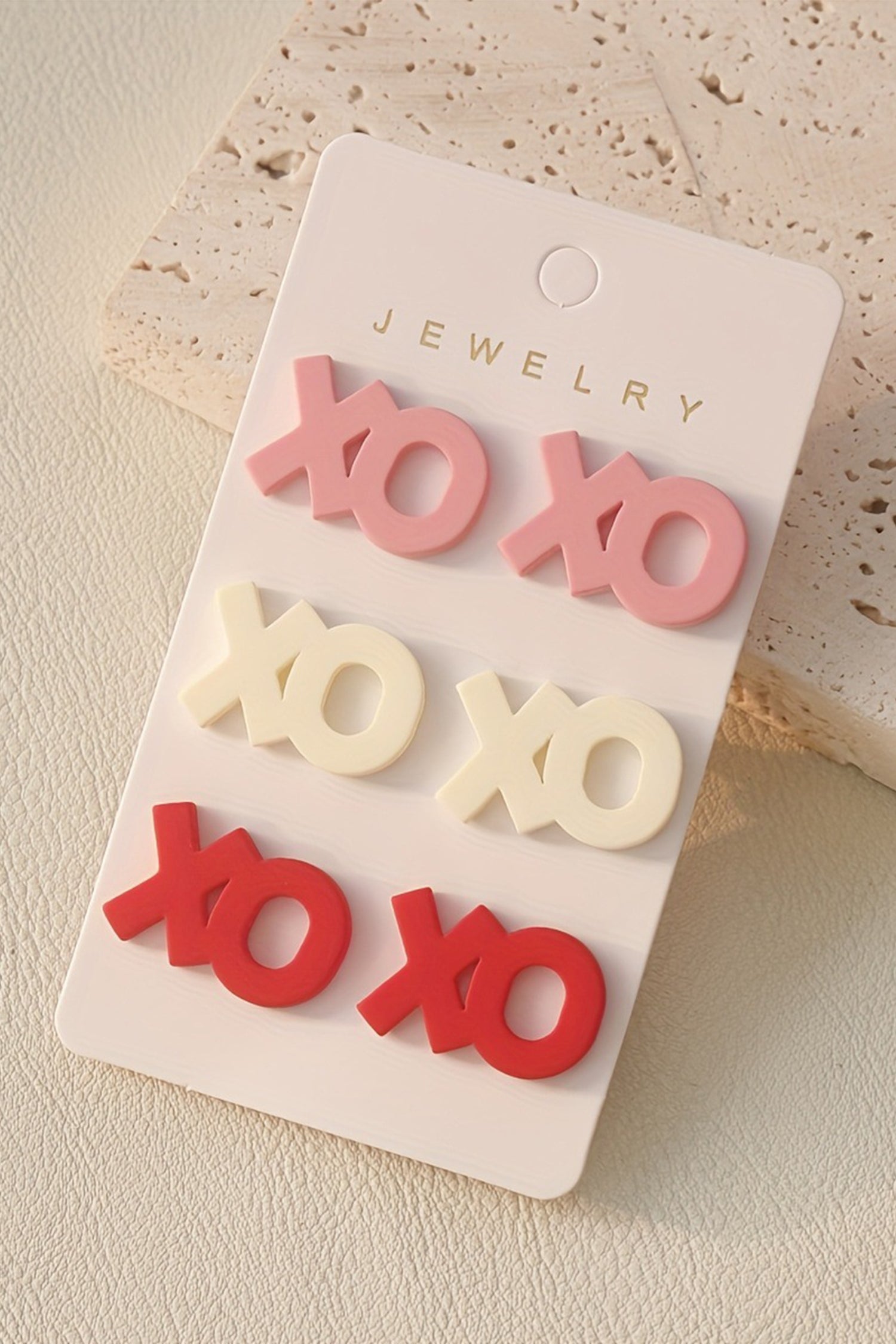 Pink 3 Pairs Different Colors XOXO Earrings