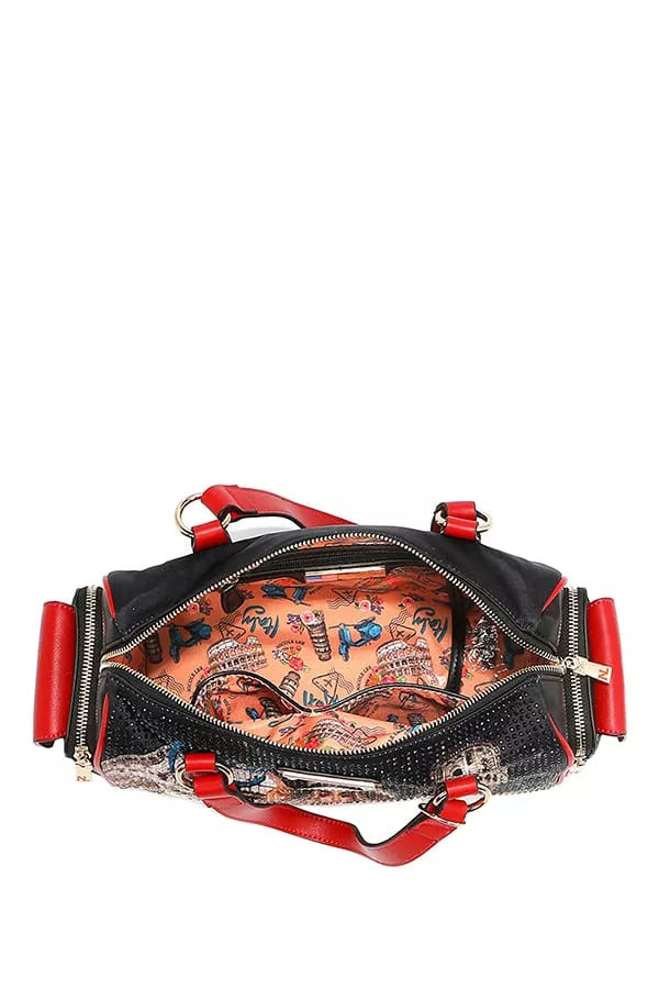 Nicole Lee USA Martha Travels Italy Wide Handbag with Rhinestones