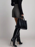 High-Waisted Tweed Shorts
