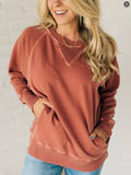 Full Size Crew Neck Raglan Sleeve Sweatshirt Plus Size