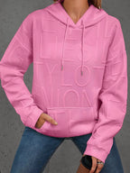 Full Size Textured Embossed Long Sleeve Hoodie Plus Size