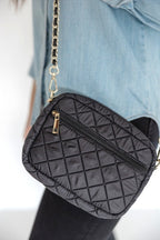 SueEllen Quilted Small Crossbody Bag with Gold Cha
