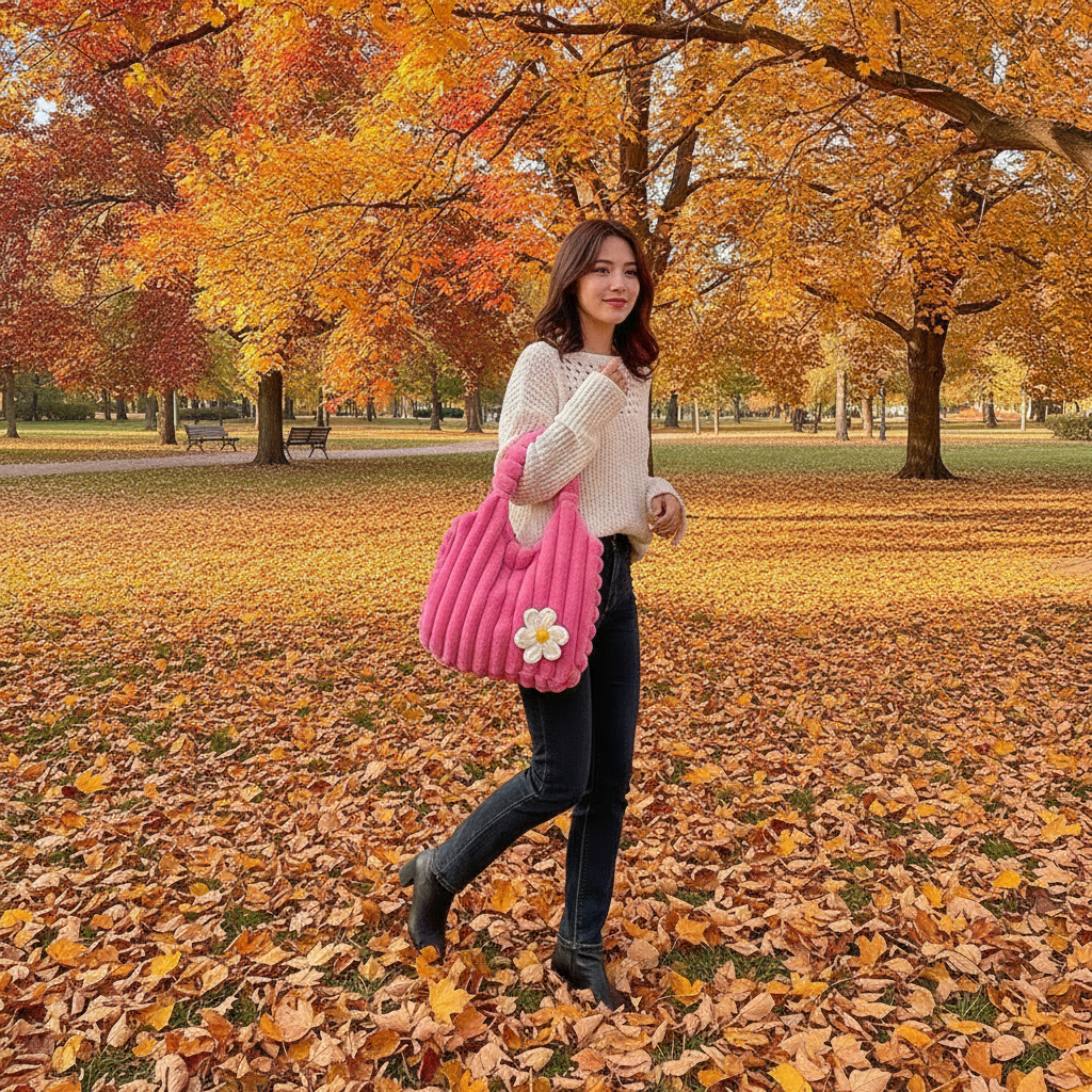 Soft Plush Daisy Tote Bag