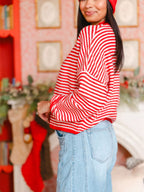 Striped Button-Down Knit Cardigan