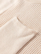 Solid Color Mixed Knits Patch Pocket Short Sleeve Sweater