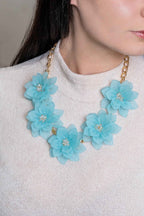Fashion Forward Floral Necklace | Clear Blue