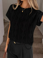 Diamond Pattern Round Neck Top